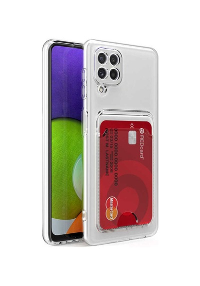 Zore Galaxy Uyumlu M12 Kılıf Kartlıklı Şeffaf Setra Clear Silikon Kapak - Renksiz Renksiz