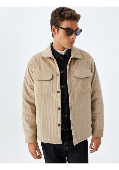 Koton Slim Fit Ceket Fitilli Kadife Gömlek Yaka Kapaklı Cep Detaylı Pamuklu Bej 5wam20118hw Ekru Koton Slim Fit Ceket Fitilli Kadife Gömlek Yaka Kapaklı Cep Detaylı Pamuklu Bej 5wam20118hw Ekru