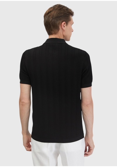 Ramsey Siyah Polo Yaka Jakarlı Hırka