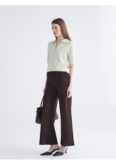 Lcwaıkıkı Classic Kahverengi Standart Fit Geniş Paça Kadın Pantolon