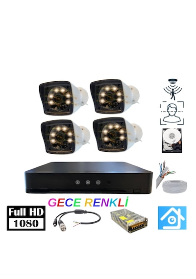 5mp Lens 1080p Warm Led 4 Kamera 500gb Hdd Güvenlik Kamerası Seti