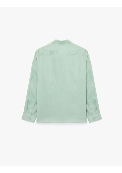 Koton Regular Fit Düğmeli Yaka Uzun Kollu Keten Gömlek Mınt 6sam60022hw Mint