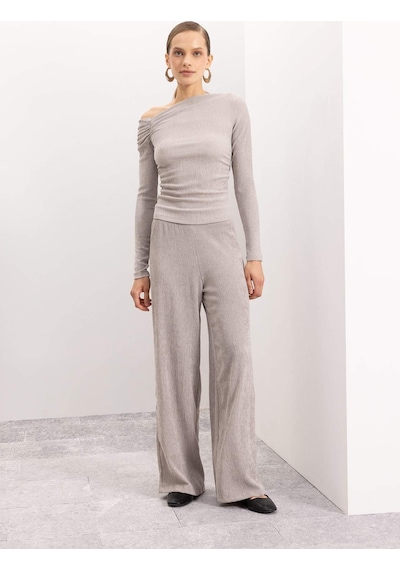 Defacto Wide Leg Bürümcük Pantolon D5141AX24AUGR302 Gri
