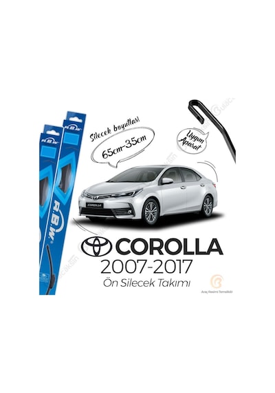Rbw Toyota Corolla Uyumlu 2007 - 2017 Ön Muz Silecek Takımı Rbw Toyota Corolla Uyumlu 2007 - 2017 Ön Muz Silecek Takımı