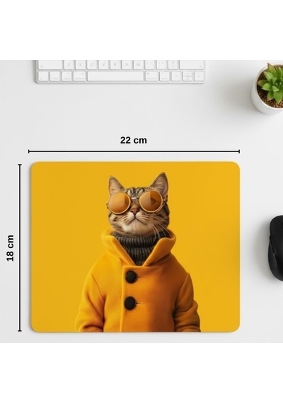 18x22 Cm Desenli Baskılı Mouse Pad Kaymaz Kauçuk Taban Ofis Ve Home Ofis Kullanımına Uygun Komik Yazılı Tasarım Yüksek Baskı Kaliteli Küçük Boy Mouse Pedi Bilgisayar Laptop Aksesuarı Golden Cat
