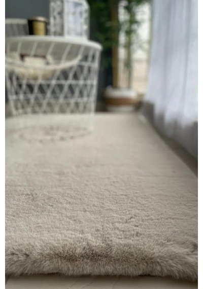 Apex Polo 8707 Vizon Peluş Düz Şekilli Halı Vizon
