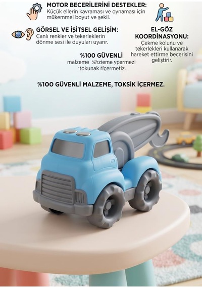 Oyuncak Vinç Kamyon Çekici Kamyon 17 Cm Eğitici Ve Güvenli Çocuk Oyuncak Araba