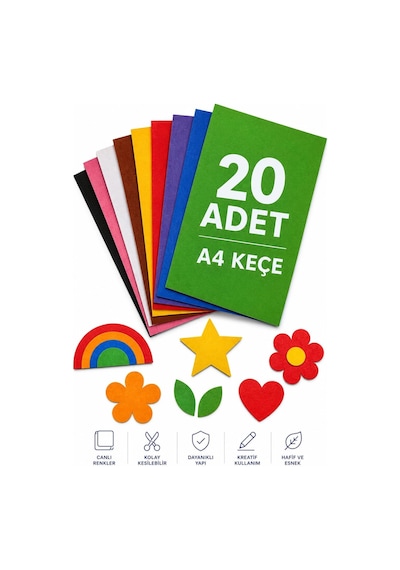 Nistabolje Keçe Karışık Renk 20 Adet - A4 Boyutunda 20x30 Cm