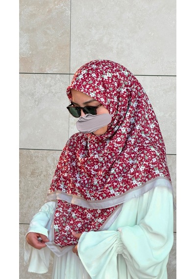 Qalortex Scarf Meyra Desen B.boy Eşarp - Bordo