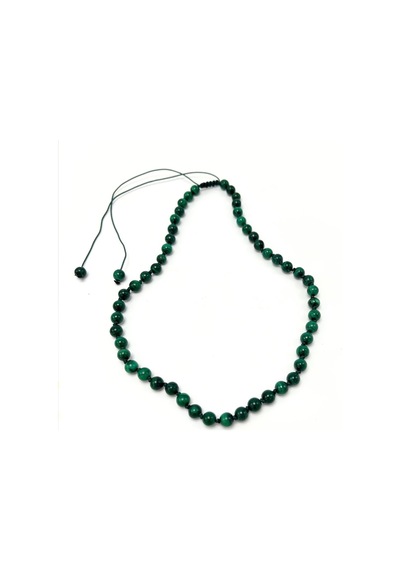 Yıldız Doğal Taş Malakit Doğal Taş 6 MM Makrome Kolye 45 CM - 55 CM Ayarlanabilir Yeşil