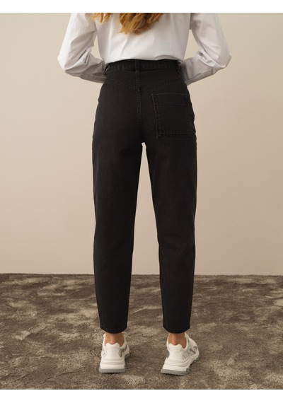 Koyu Gri Pamuk Dokulu Oversize Pantolon 201194