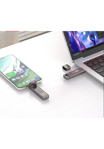 1tb Usb 3.2 + Type-c Çift Girişli Taşınabilir Flash Bellek Yüksek Hızlı, Dayanıklı Ve Şok Korumalı Gri