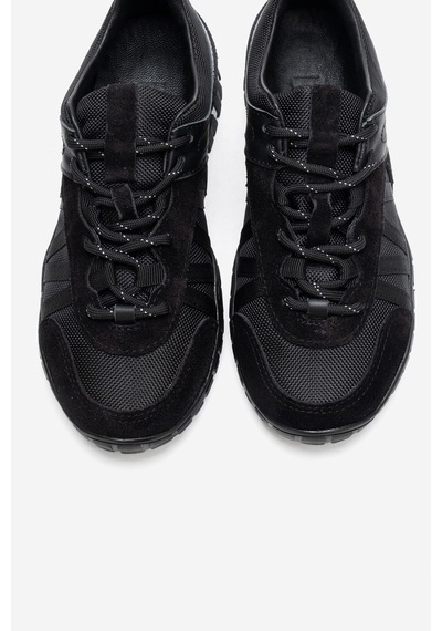Fıera Siyah Hakiki Deri Fileli Kadın Günlük Sneaker Siyah