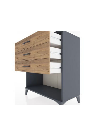 Hyperion Şifonyer 3 Çekmeceli 88x44x96 Antrasit-çam Antrasit