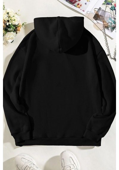 Uyguntarz Unisex Sevimli Kedi Sweatshirt siyah