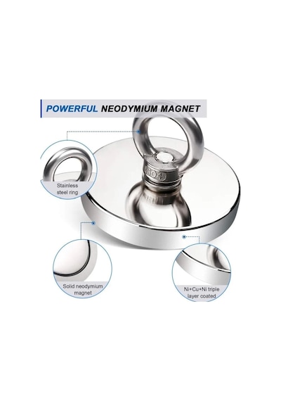 60 Mm Neodyum Pot Magnet Fishing Çok Güçlü Kurtarma Mıknatısı Manyetik Balıkçılık Kancası