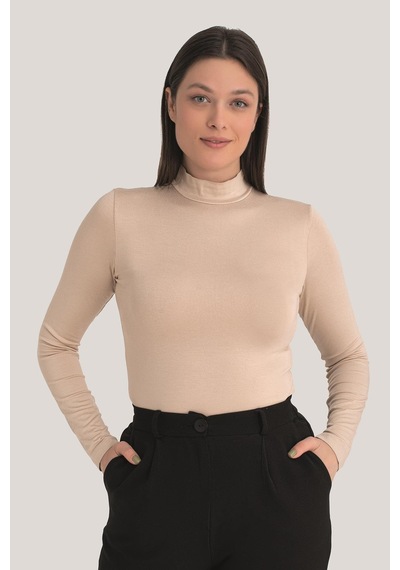 Arma Yıldız Kadın Ten Balıkçı Yaka Uzun Kollu Body 2'li Paket Ten