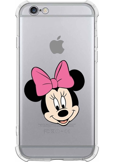 Apple Uyumlu iPhone 6  Köşe Korumalı Antişok Kapak Minnie Mouse Tasarımlı Şeffaf Kılıf