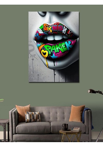 Kanvas Tablo Grafiti Dudak İfadesi 70cmx100cm