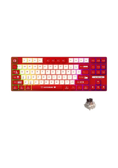 Ajazz Ak870 Mc Kablolu Mekanik Oyun Klavyesi Kırmızı Klavye Brown Switch