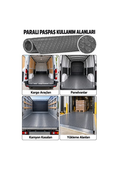 Hortumtech Paralı Paspas Pvc Zemin Kaplama Garaj Depo Atölye Araç İçi Ofis 2,2 Mm - Gri 120 X 80 Cm