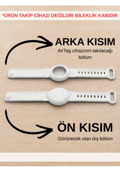Beylini Airtag Yuvalı Bileklik Çocuk Yaşlı Alzahimer Demans  Bilekliği Boş Airtag Yuvalı Renkli Beyaz