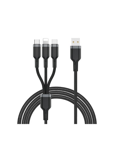 Wiwu Wi-C014 Platinum Serisi 3 in1 1.2 M USB-A to Lightning Type-C – Micro Şarj Data Kablosu