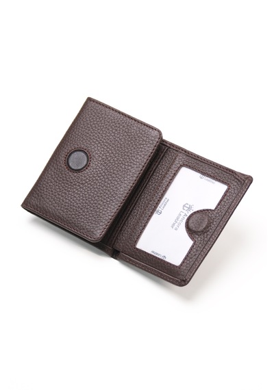 Ancora Leather Hakiki Deri Gizli Mıknatıslı Ünisex Cüzdan-46200 Kahve
