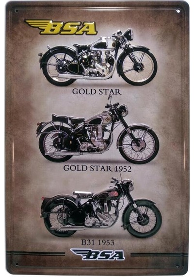Cajuart Bsa Üç Motor Temalı 20X30 Cm Metal Plaka Metal Tablo