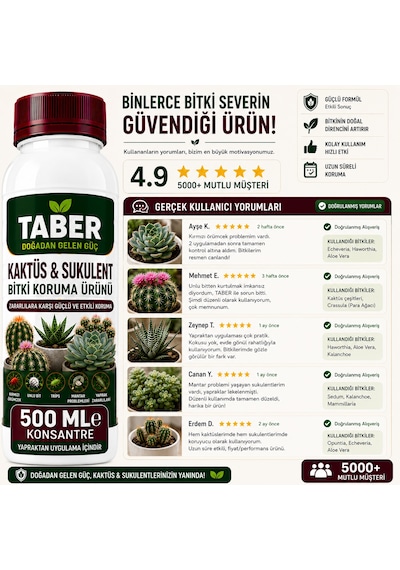 Taber Kaktüs & Sukulent Bitki Bakım Ürünü 500 Ml Konsantre Kaktüs Ve Sukulentler İçin Yapraktan Uygulama Diğer