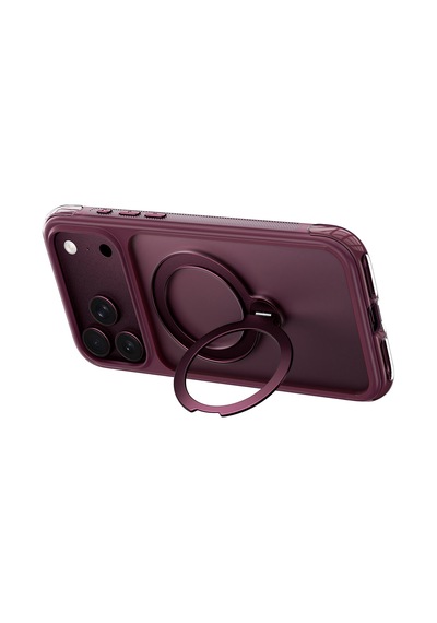 Apple iPhone Uyumlu 18 Pro Kılıf Wiwu As-203 Aeroshield Ultra Serisi M-safeli Airbag Standlı Kapak Bordo