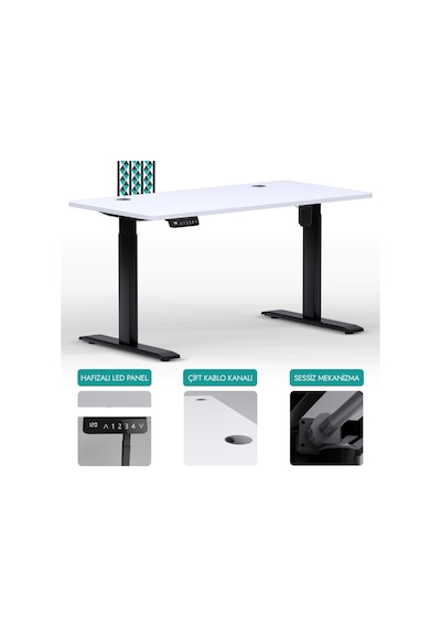Karr Office O-Flex O1S4 Tek Motorlu Elektrikli Yükseklik Ayarlı Masa - 140X70 - Beyaz Beyaz Karr Office O-Flex O1S4 Tek Motorlu Elektrikli Yükseklik Ayarlı Masa - 140X70 - Beyaz Beyaz