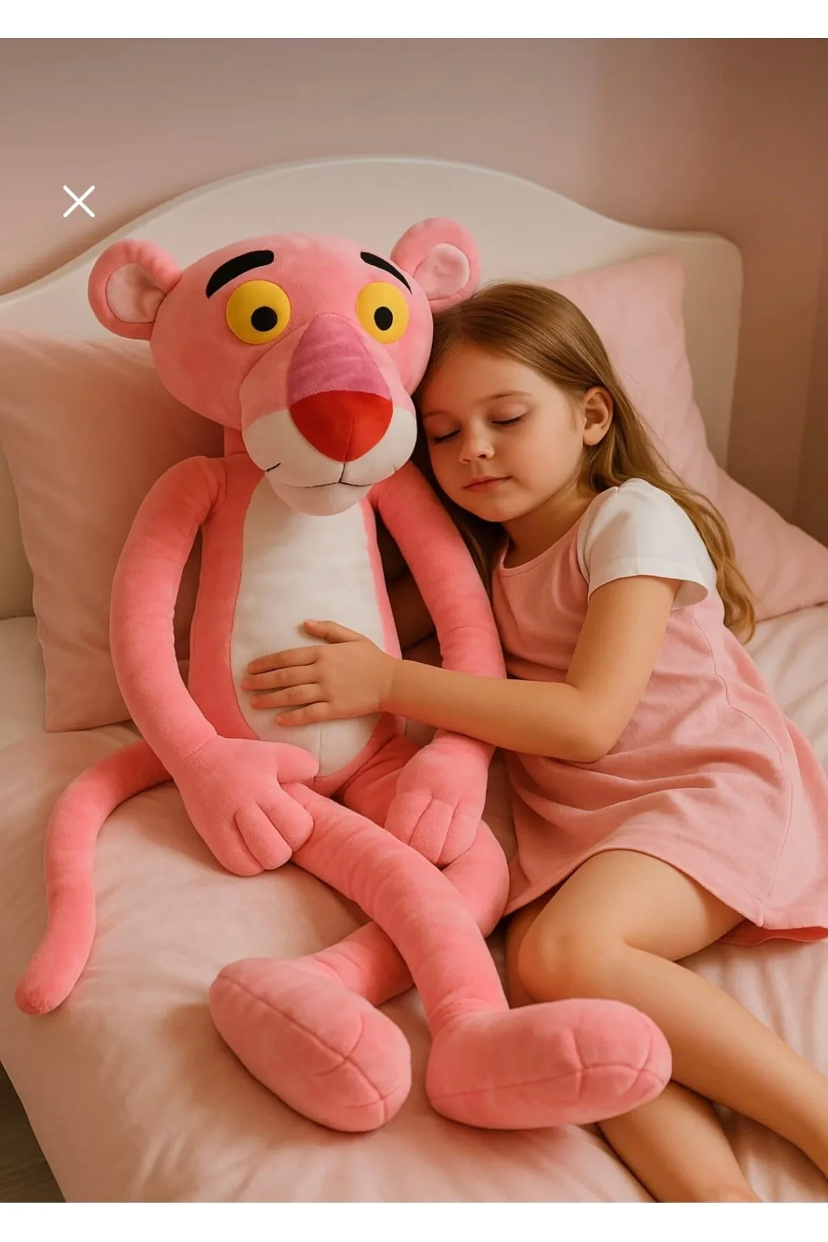Pembe Panter Peluş 90 Cm Dev Boy & Sevimli Çocuk Hediyesi Açık Pembe
