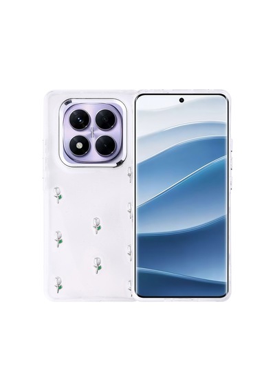 Kilifone - Redmi Note 14 Pro Plus Uyumlu Kılıf Airbag Tasarımlı Simli Şeffaf Kutup Kapak - Lale - T37080