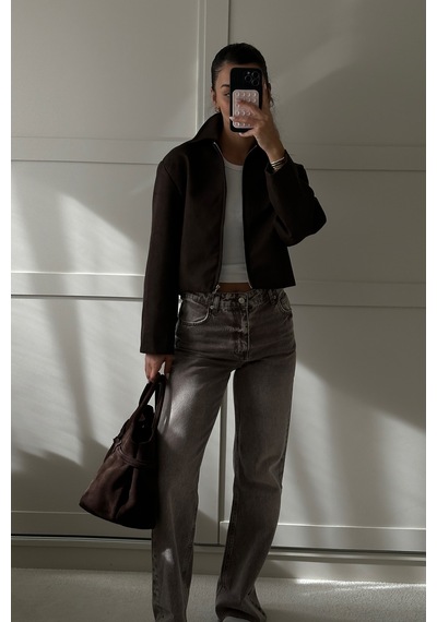 Açelyaokcu High Waist Wide Leg Kar Yıkama Geniş Paça Dikişsiz Jean Kahverengi Açelyaokcu High Waist Wide Leg Kar Yıkama Geniş Paça Dikişsiz Jean Kahverengi