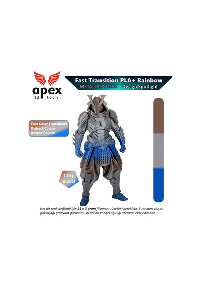 Apex3d Gökkuşağı Pla+ Filament - Metalik İhtişam 1 Kg 1.75mm