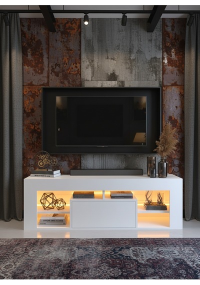 Resital Ledli Tv Ünitesi L1504-1 Beyaz Beyaz