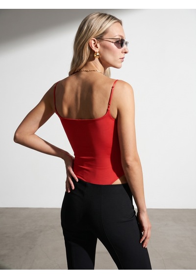 DİLVİN 21216 Askılı Bodysuit-kırmızı