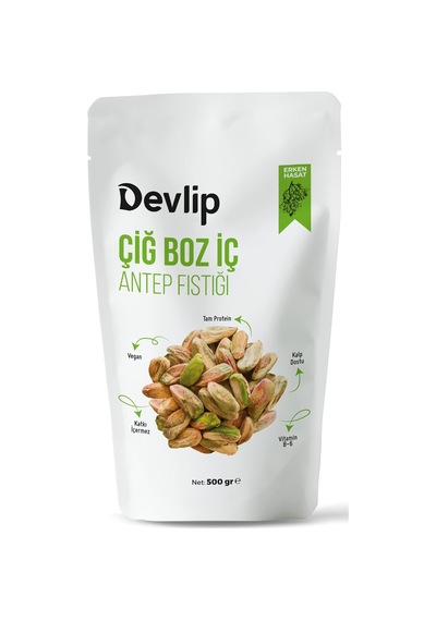 Erken Hasat Boz Çiğ İç Antep Fıstığı, 500 Gr, Kilitli Aç-kapa Ambalaj, Vegan Diğer