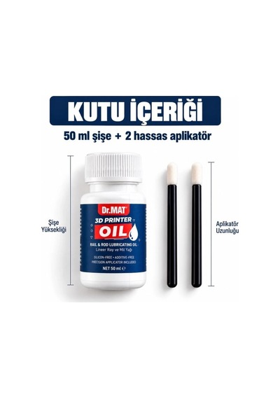Dr.mat 3d Yazıcı Yağı 50 Ml 3d Yazıcı X Ve Y Lineer Ray, Mil Bakım Yağı