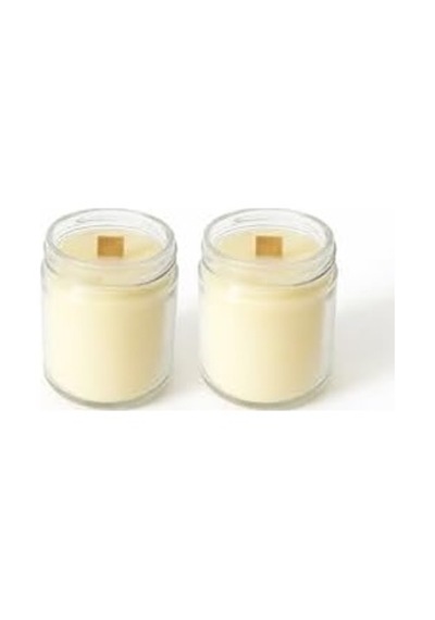 Paçuli Bergamot Tarçın Kokulu Dekoratif Ahşap Fitil 200 Ml Kutulu Hediyelik 2'li Set Kavanoz Mum 50 x 22