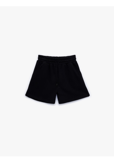 Koton Cepli Beli Bağcıklı Pamuklu Slim Fit Mini Şort Siyah 6sal40004ık Siyah