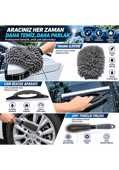 Tr 25 Parça Araç Detay Temizlik Seti Matkap Uyumlu Fırça Sünger Cila Polisaj Seti