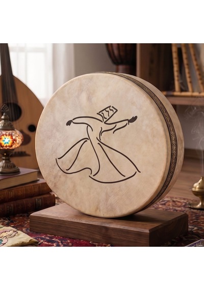 Tasarımlı Mevlana Bendir Kılıf Hediyeli