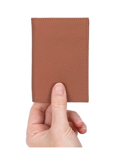 Bloominbag Bloomcard Verta Desert Tan Hakiki Deri Dikey Kartlık kahverengi