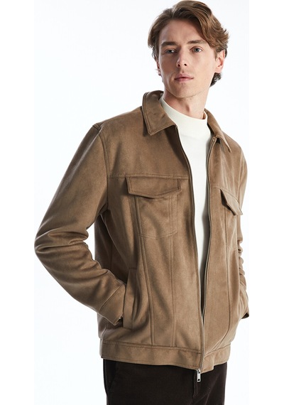 Lcw Vision Kahverengi Slim Fit Gömlek Yaka Süet Erkek Ceket