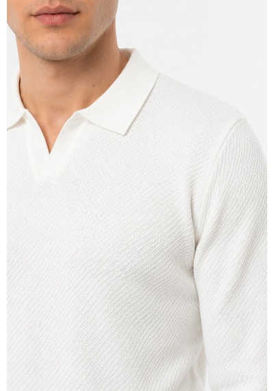 Foterman Erkek Spor Polo Yaka Mevsimlik Kazak Bgl-st05444 Beyaz
