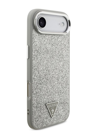 Apple Uyumlu iPhone 17 Air Kılıf Guess Lisanslı M-safeli Metal Kamera Çerçeveli Üçgen Logolu Glitter Gri Gri