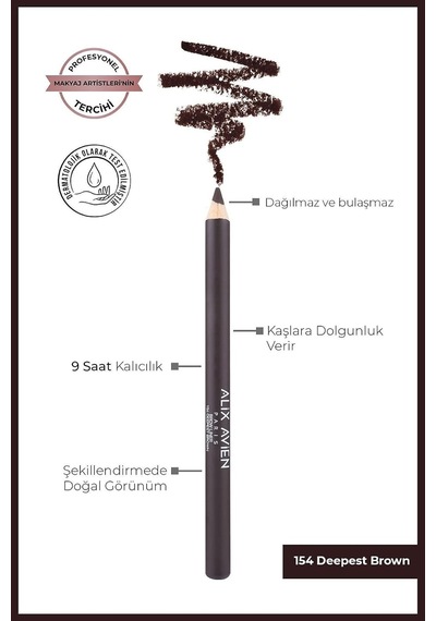 Uzun Süre Kalıcı, Belirginleştirici Şekillendirici Kahve Kaş Kalemi - Brow Liner 154 Deepest Brown Çok Renkli