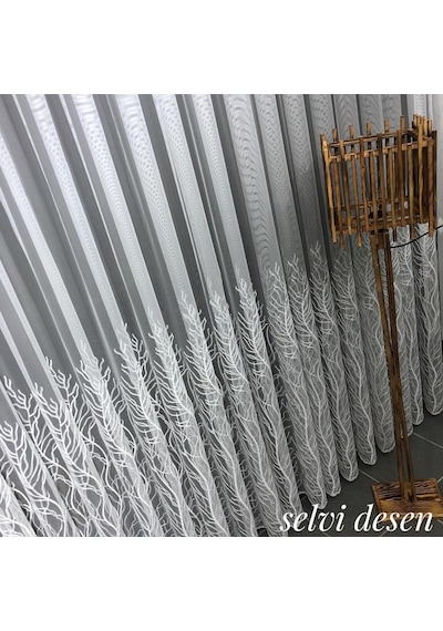 Tül Perde Jakar Kondurma Desen Ekru